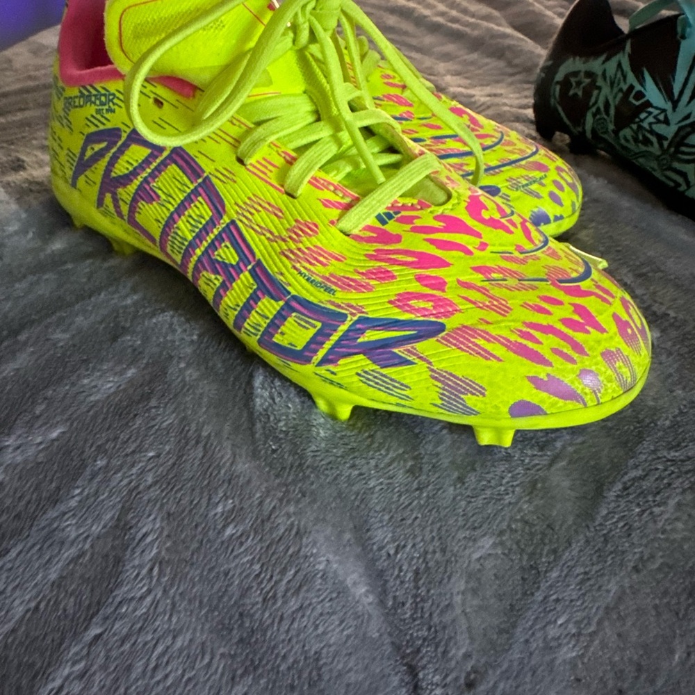 Adidas Neon Yellow and Pink Predator Cleats
